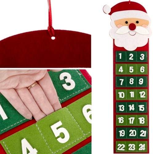 Adventskalender i filt med 24 gør-det-selv-lommer
