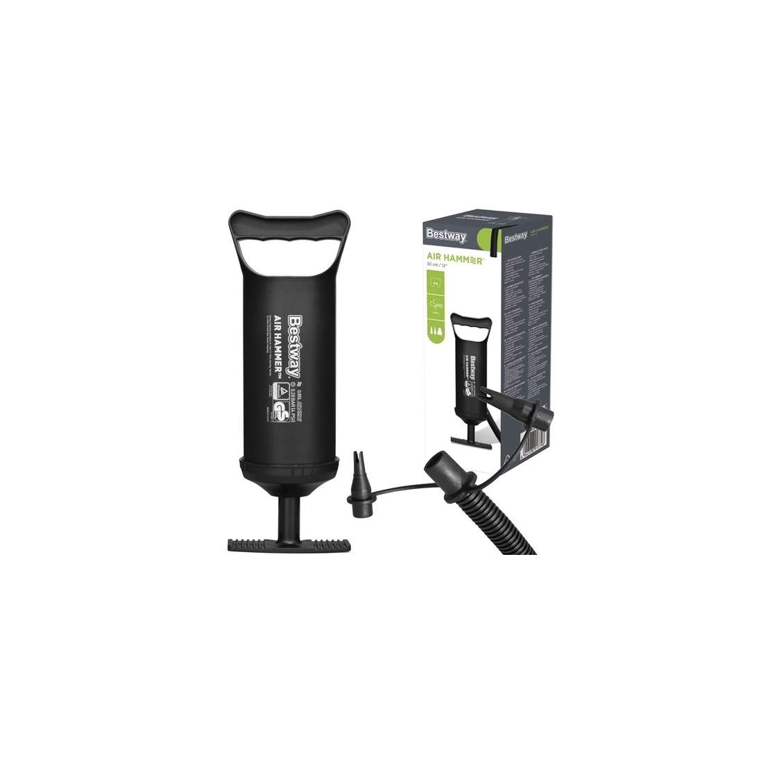 Kompakt handpump med lång slang och 3 munstycken | Hem & Hobby | Pryloteket