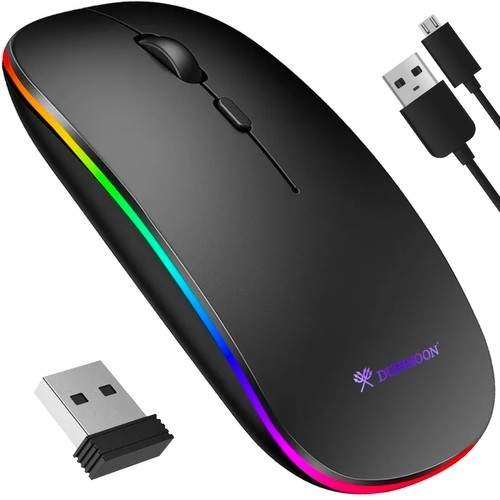 Stille RGB-gamingmus, trådløs og genopladelig ultratynd