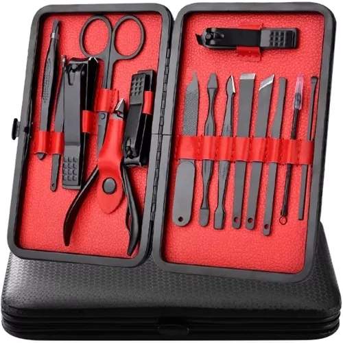 Negleplejesæt 16 dele i wolframstål med etui