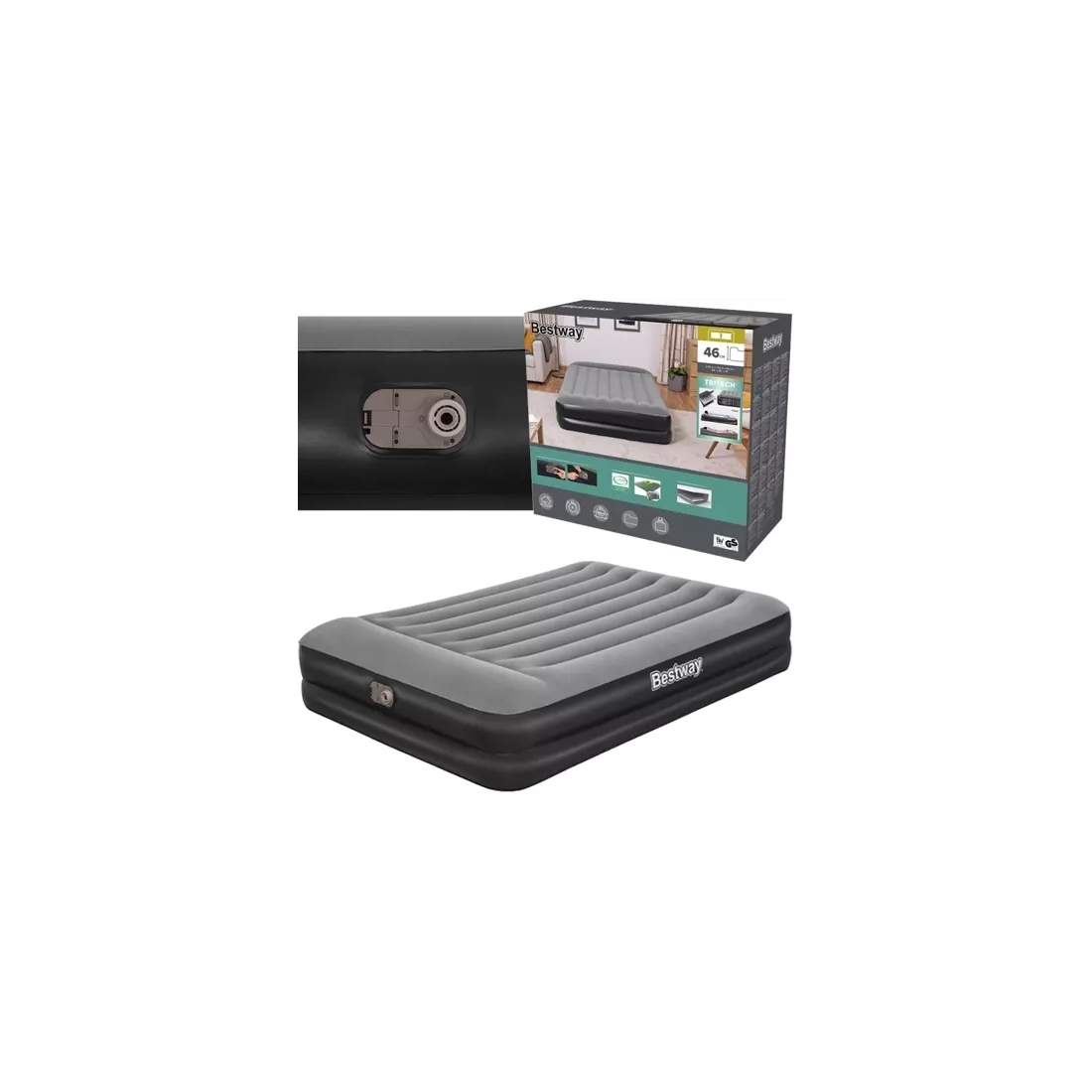 Uppblåsbar Dubbelmadrass med Pump och Kudde | Hem & Hobby | Pryloteket