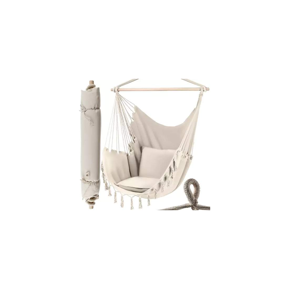 Bekväm Hängstol Beige med Kuddar för Utomhusbruk | Hem & Hobby | Pryloteket