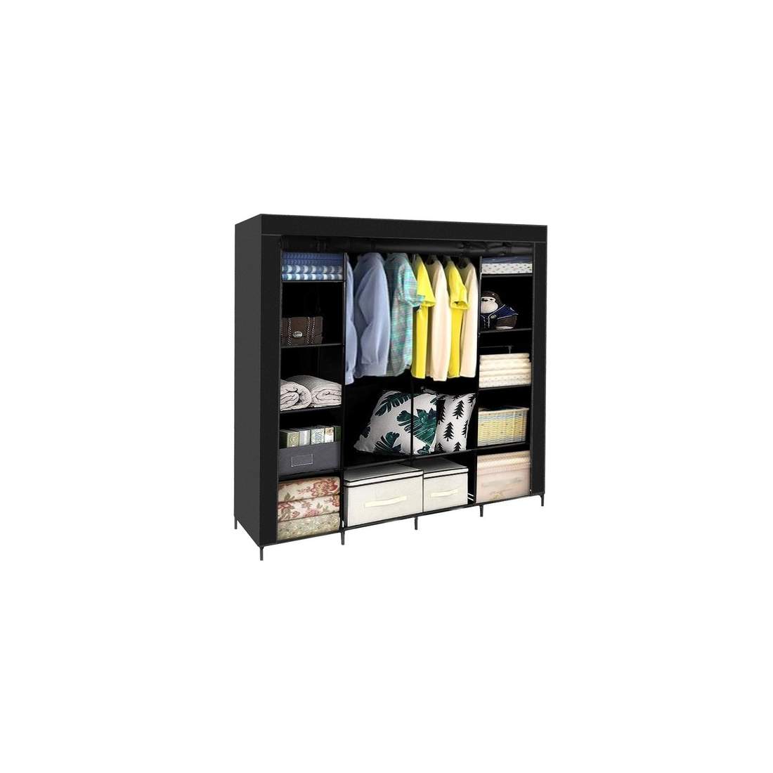 Textilgarderob XXL - 14 Hyllor, 2 Stänger, Enkel Montering | Hem & Hobby | Pryloteket