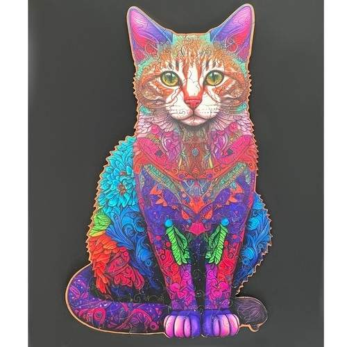 Färgglatt Träpussel Katt - 130 Bitar | Hem & Hobby | Pryloteket