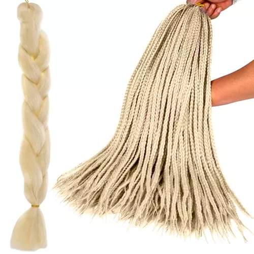 Lang Slidstærk Lys Blond Syntetisk Fletning 60 cm