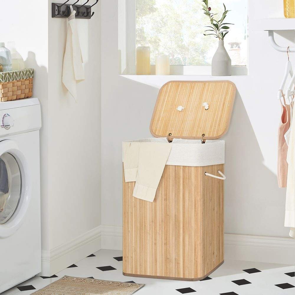 Stor tvättkorg med lock och handtag - 72L | Hem & Hobby - Hem & Hushåll - Tvätt - Tvättkorgar | Pryloteket