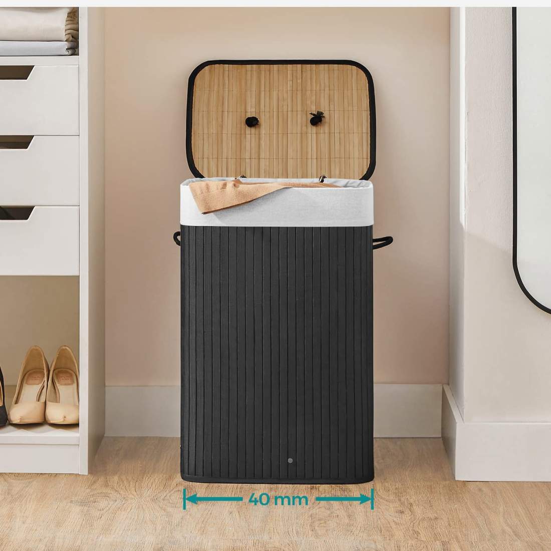 Hopfällbar Svart Tvättkorg i Bambu - 72L | Hem & Hobby - Hem & Hushåll - Tvätt - Tvättkorgar | Pryloteket