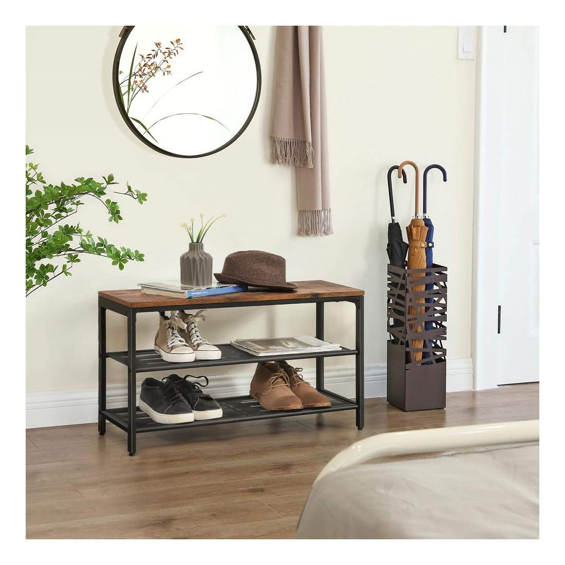 Industriell skohylla i brun med nät | Hem & Hobby - Hem & Hushåll - Förvaring & Organisering | Pryloteket