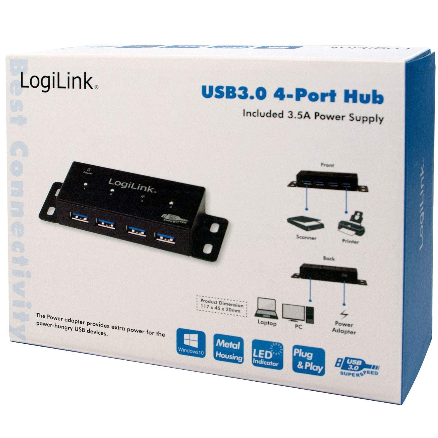 Alternativ bild 1 för LogiLink USB 3.0 Hub 4-Port - Hubb - 4 x SuperSpeed USB 3.0 - skrivbordsmodell