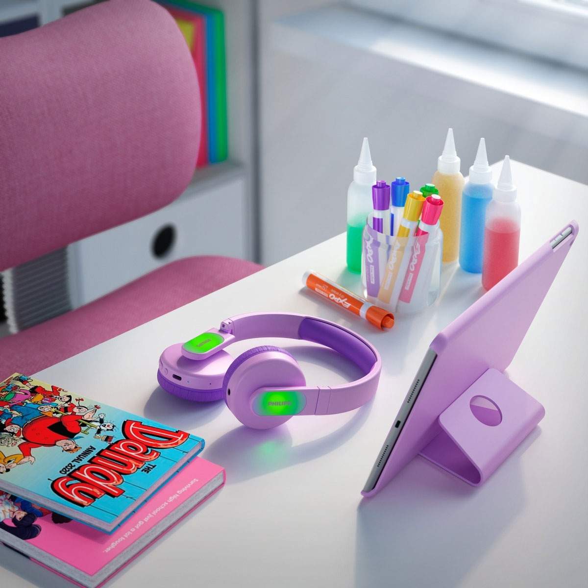 Alternativ bild 1 för Philips Kids TAK4206PK - Hörlurar - på örat - Bluetooth - trådlös, kabelansluten - 3,5 mm kontakt - rosa