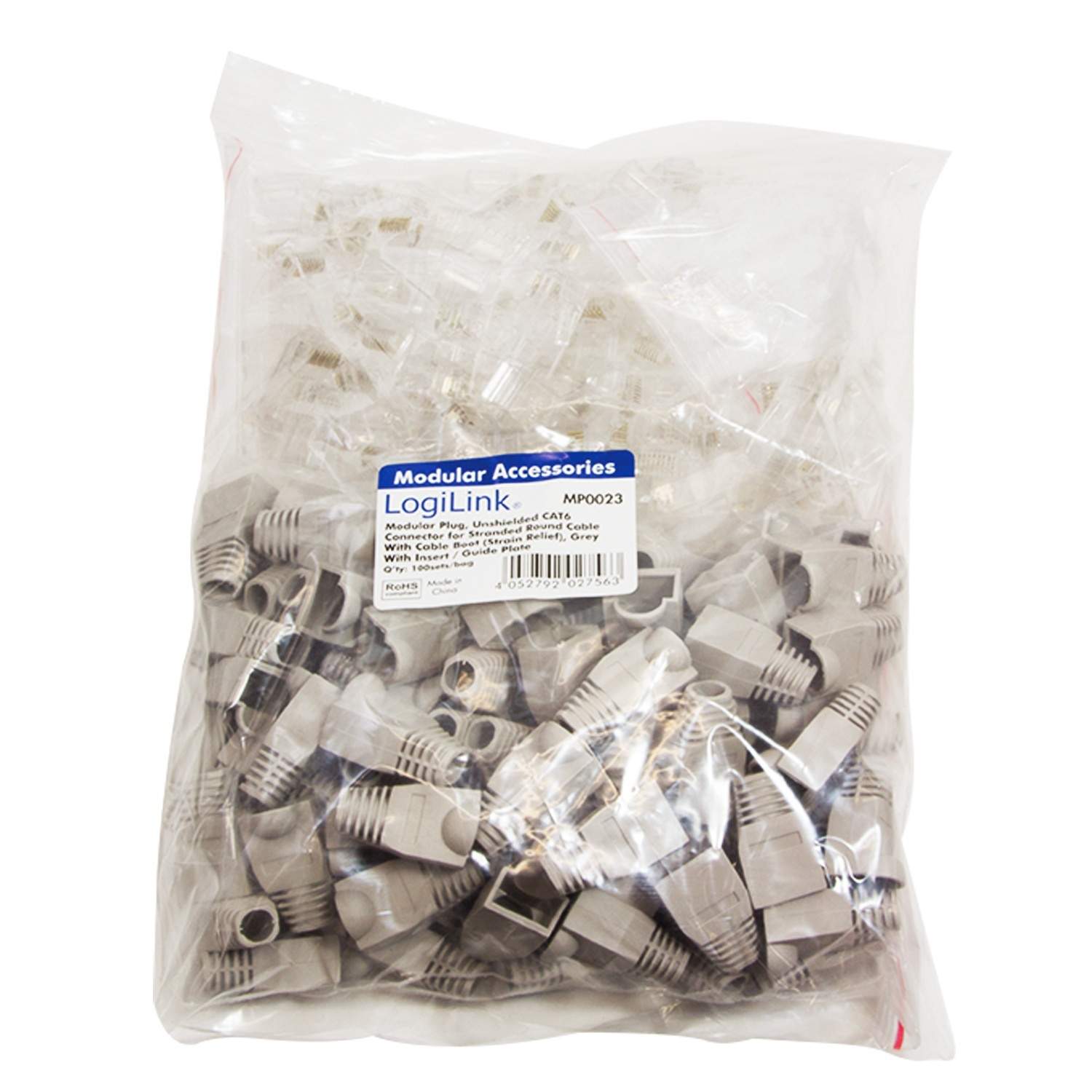 Alternativ bild 1 för LogiLink RJ45, RJ45, Grå, Guld, 270 g, 100 styck, 170 mm