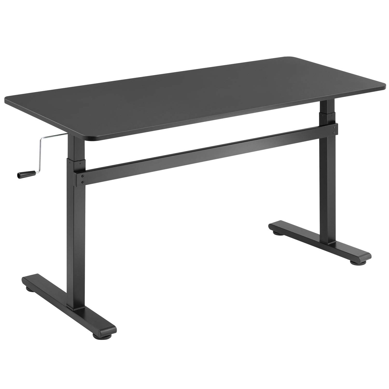 Manually adjustable sit-stand desk, black