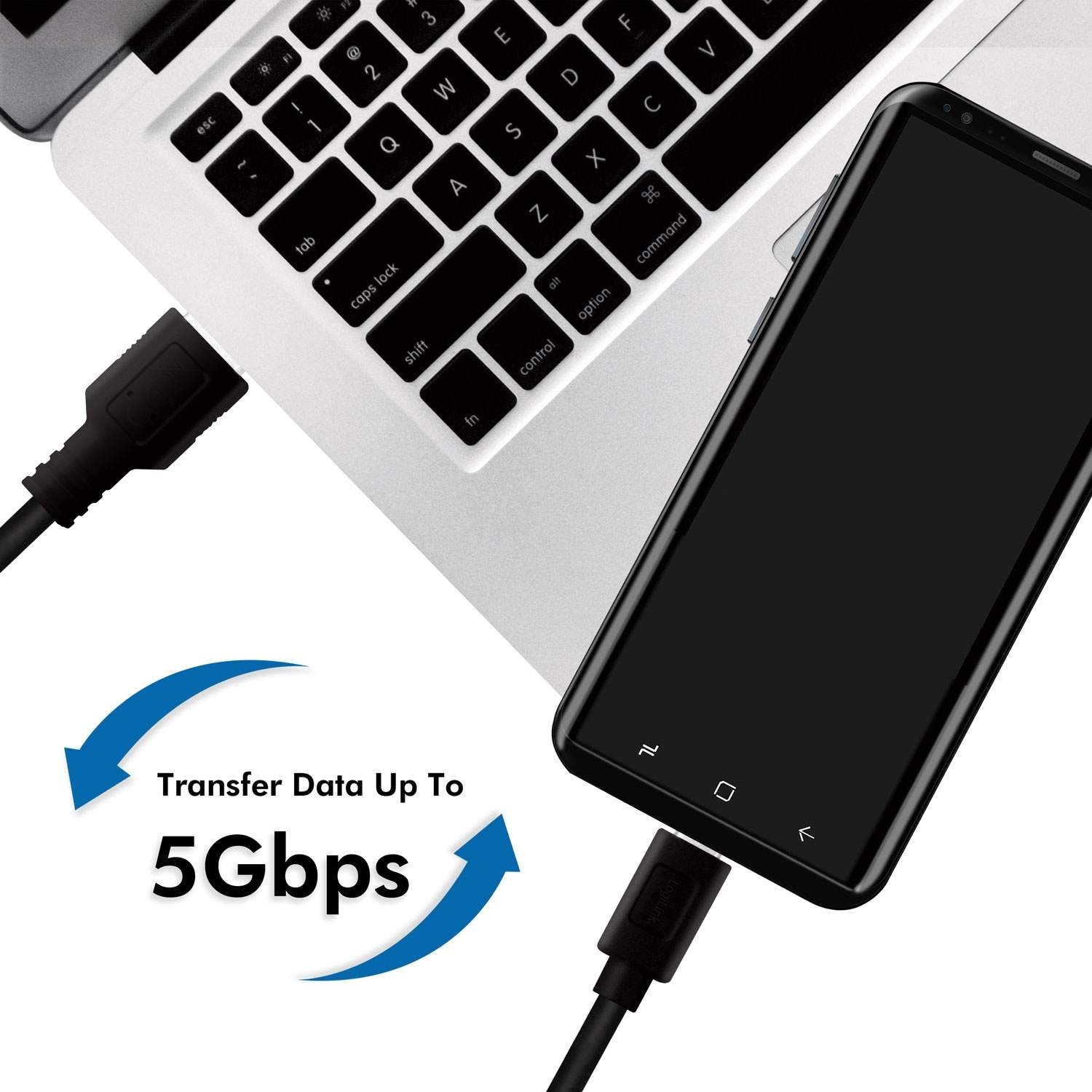 Alternativ bild 1 för LogiLink CU0167, 0,5 m, USB A, USB C, USB 3.2 Gen 1 (3.1 Gen 1), 5 Mbit/s, Svart