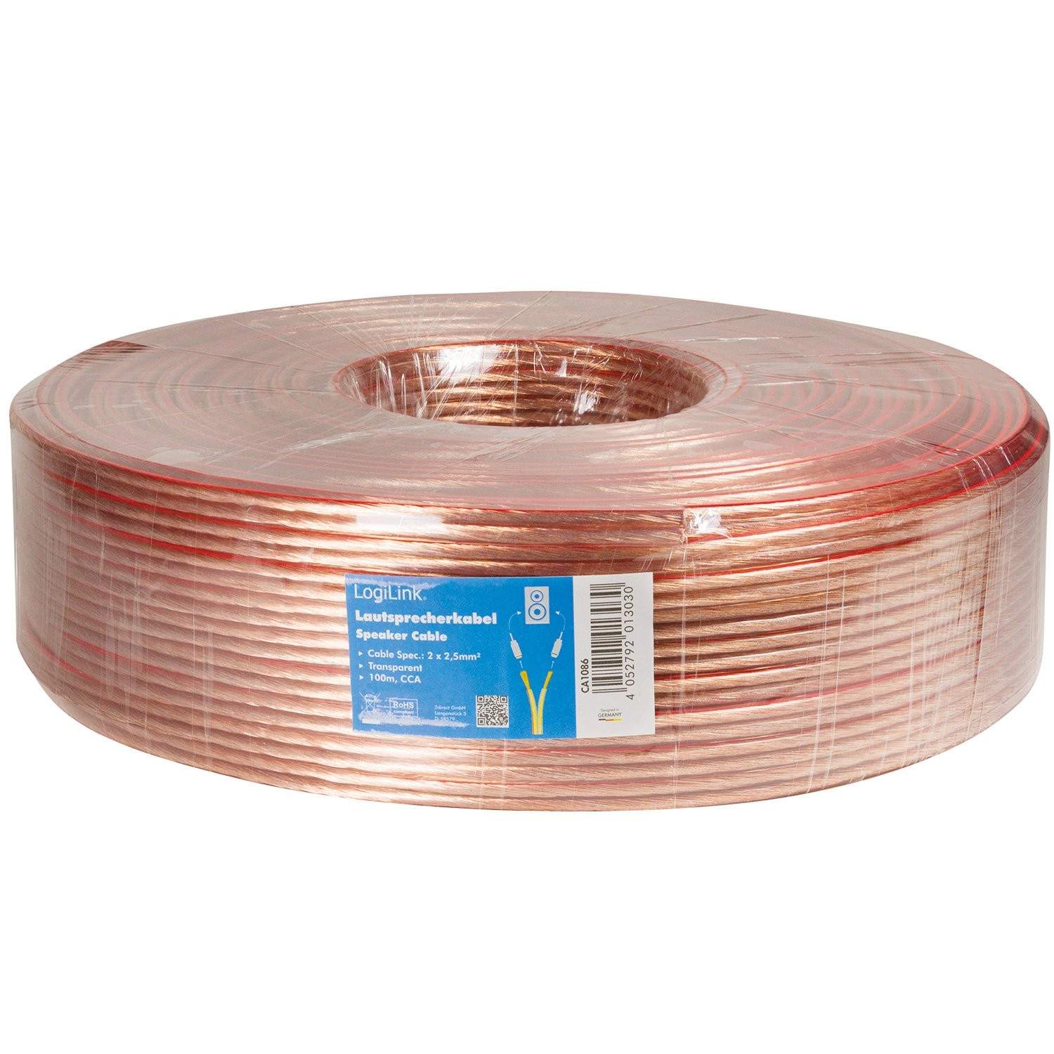 Alternativ bild 1 för LogiLink CA1086, Kopparpläterad aluminium (CCA), 100 m, Transparent