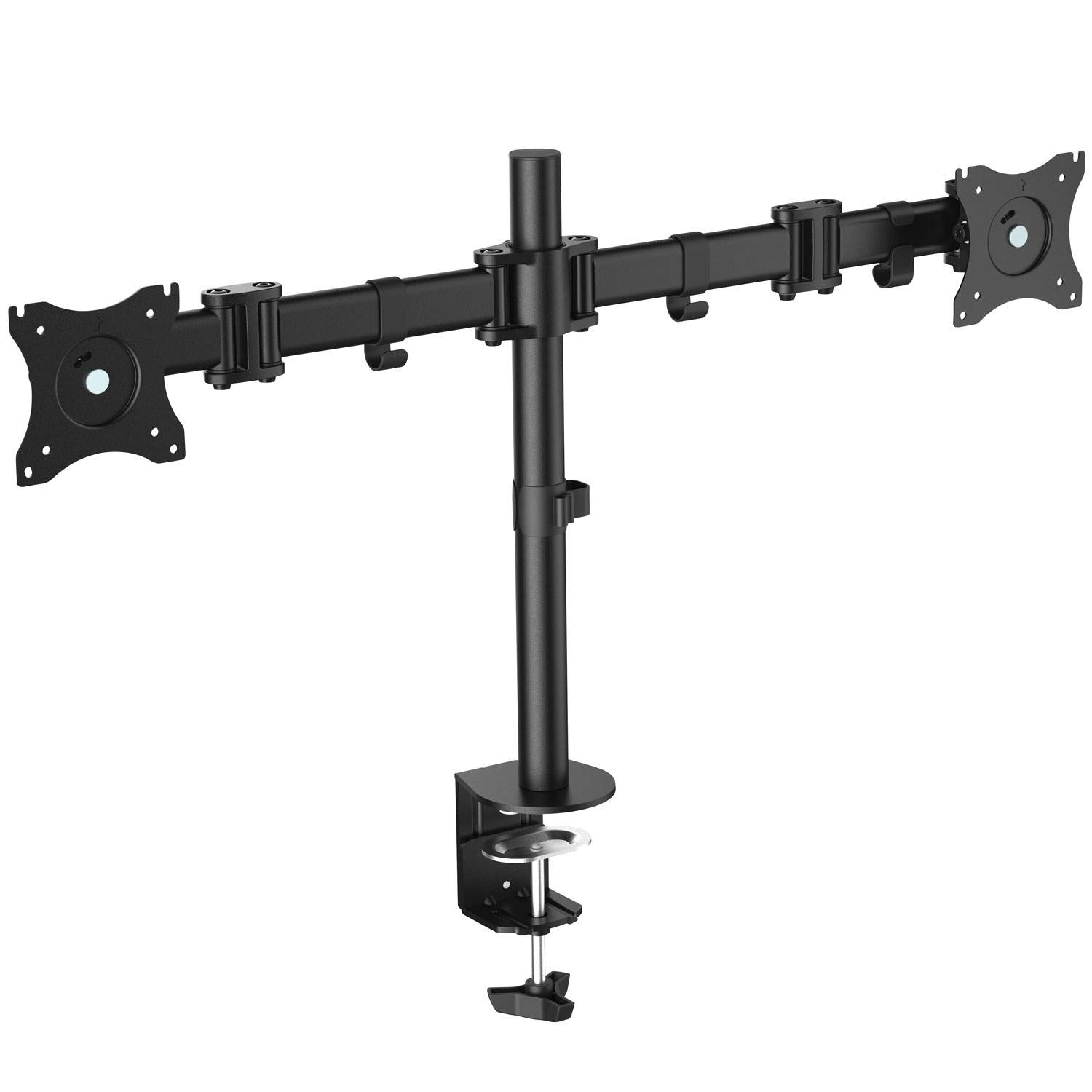 Dual monitor desk mount, tilt -45°/+45°, swivel 180°, level