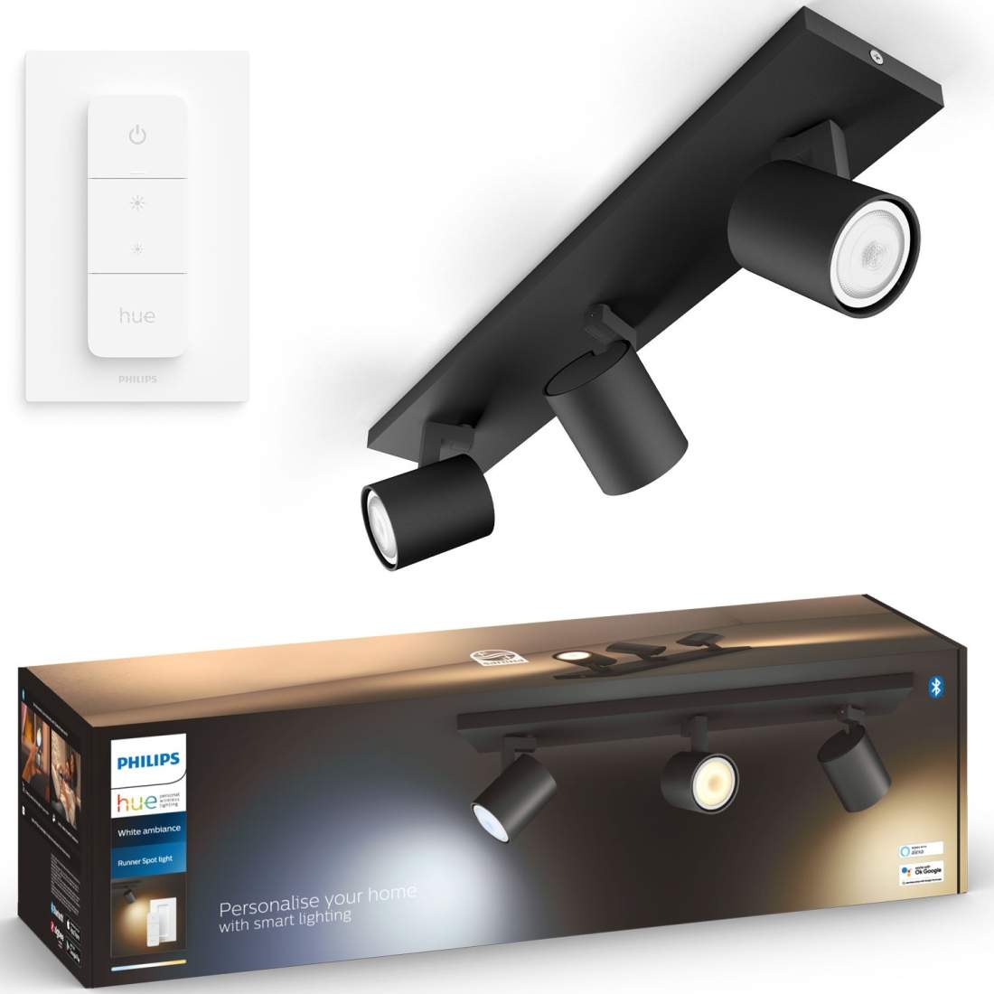 Hue Runner White Ambiance 3 spot 1200 lm Svart | Sport & Fritid - Friluftsliv & Camping - Belysning | Pryloteket
