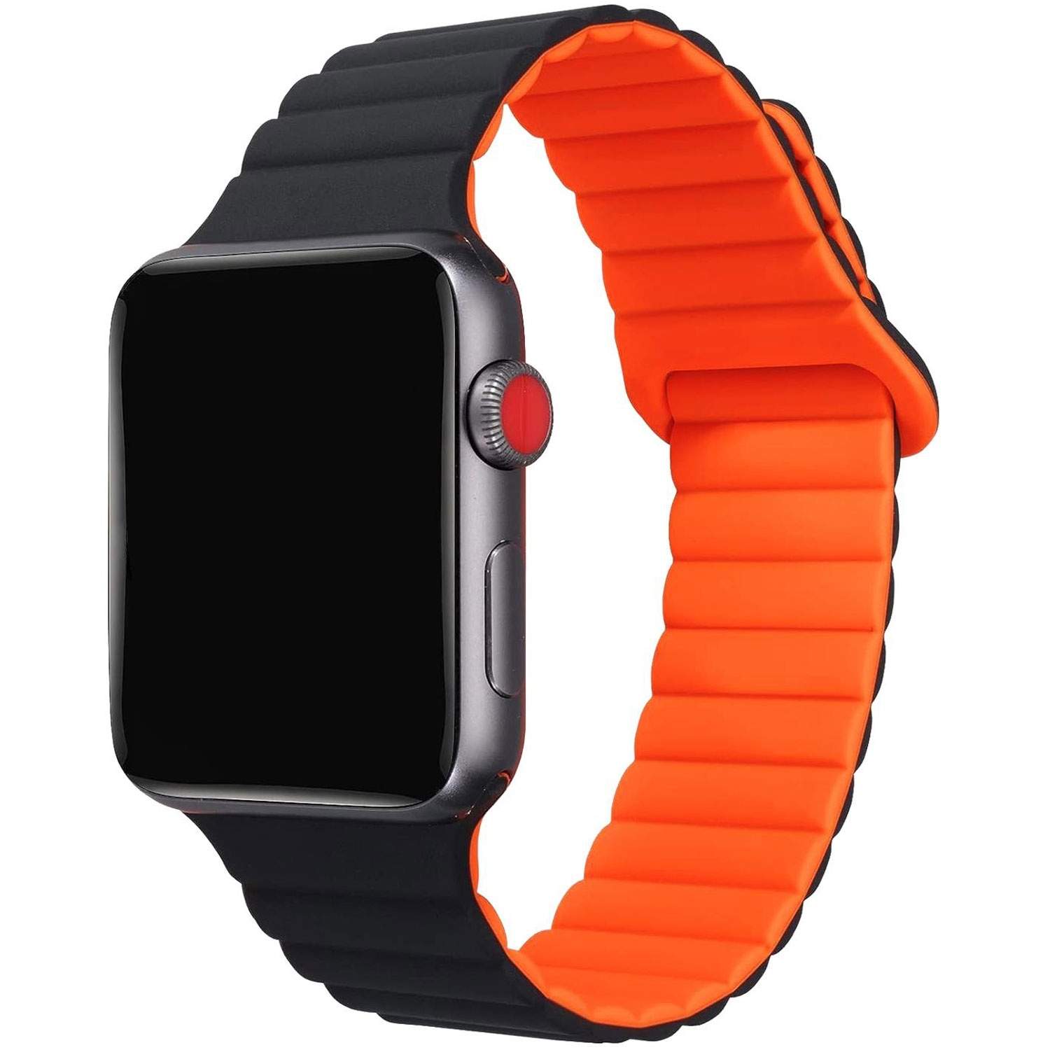 Armbånd til Apple Watch 42/44/45 mm Magnetisk Sort/Orange