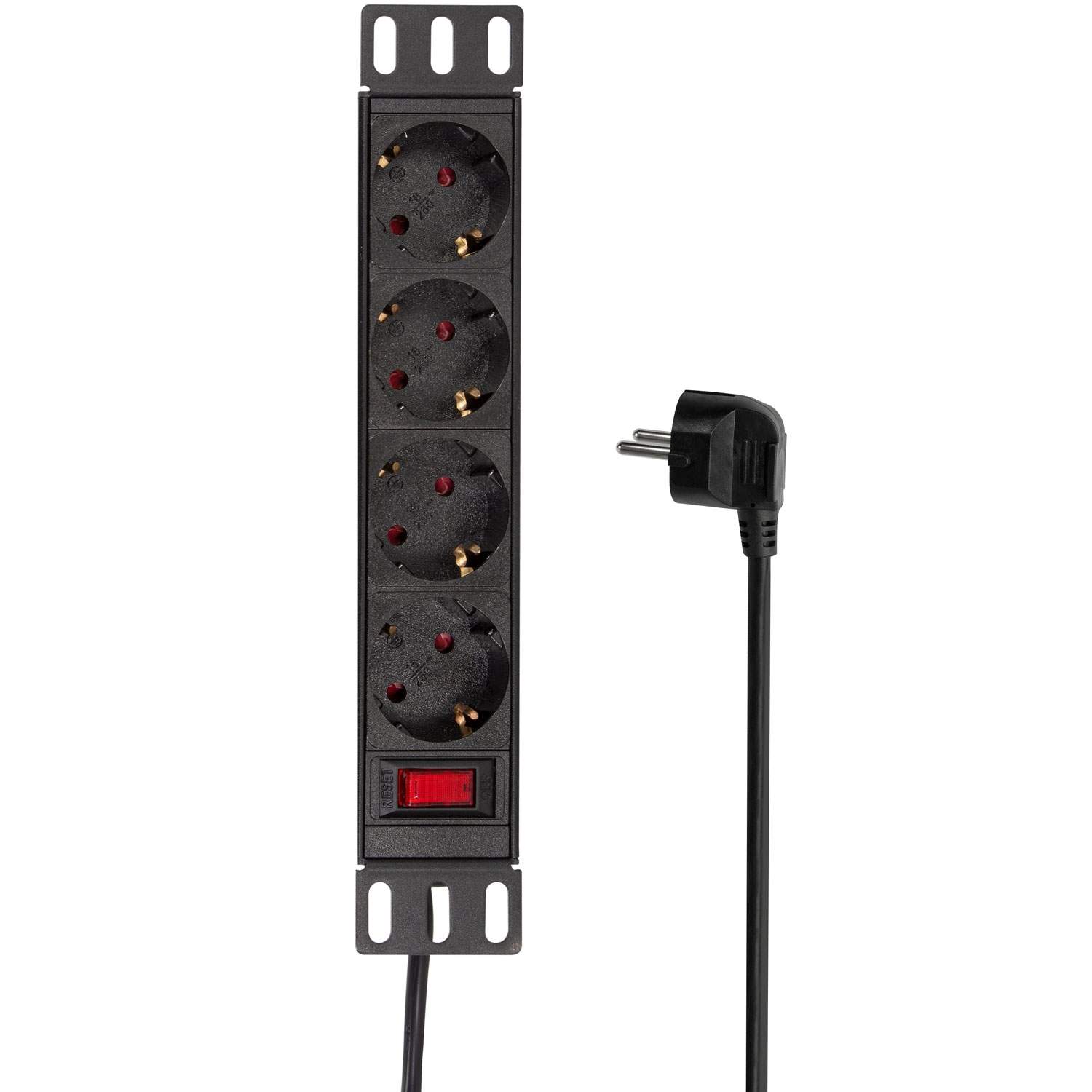 4-vejs grenstik med kontakt til 10" rack U1 Sort