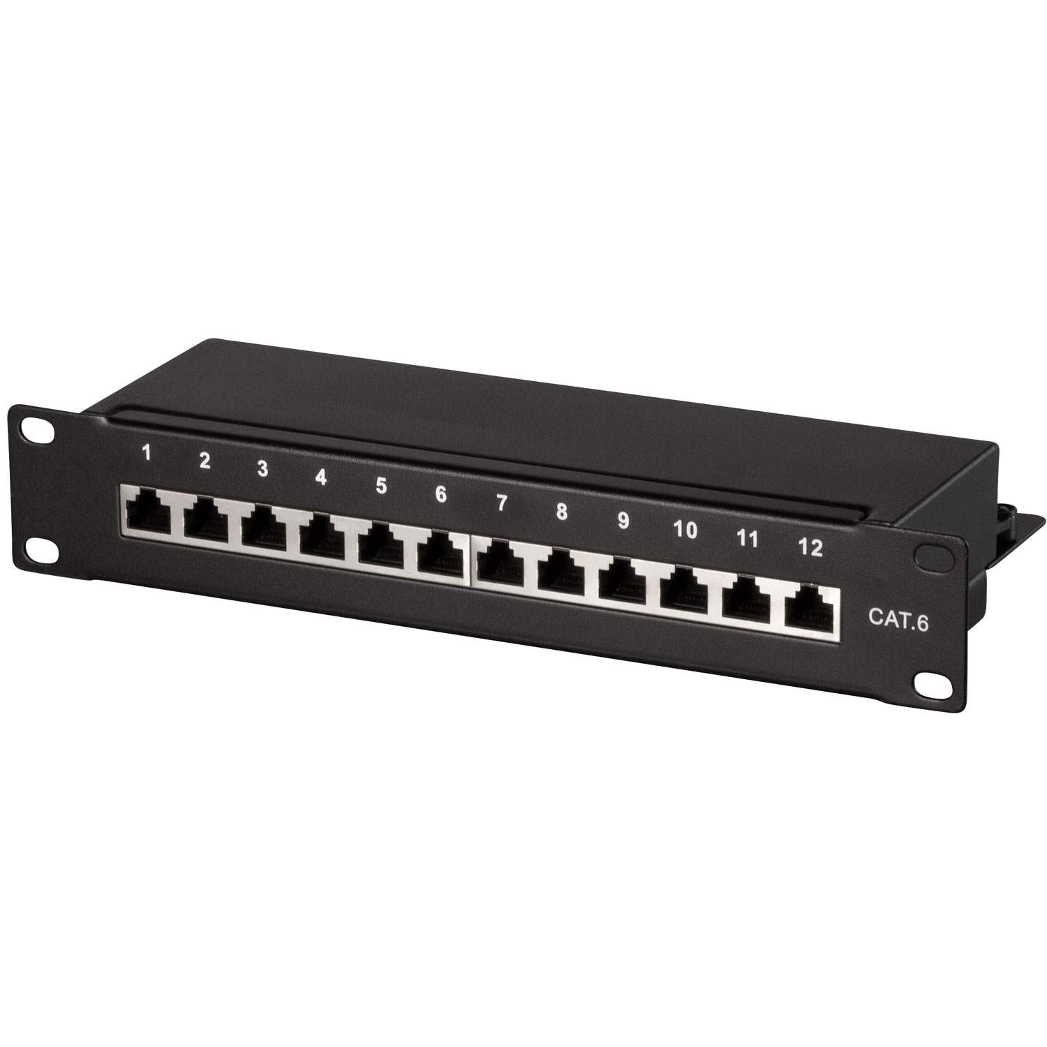 Patchpanel 12-ports Cat6 til 10" rack U1 Sort billede