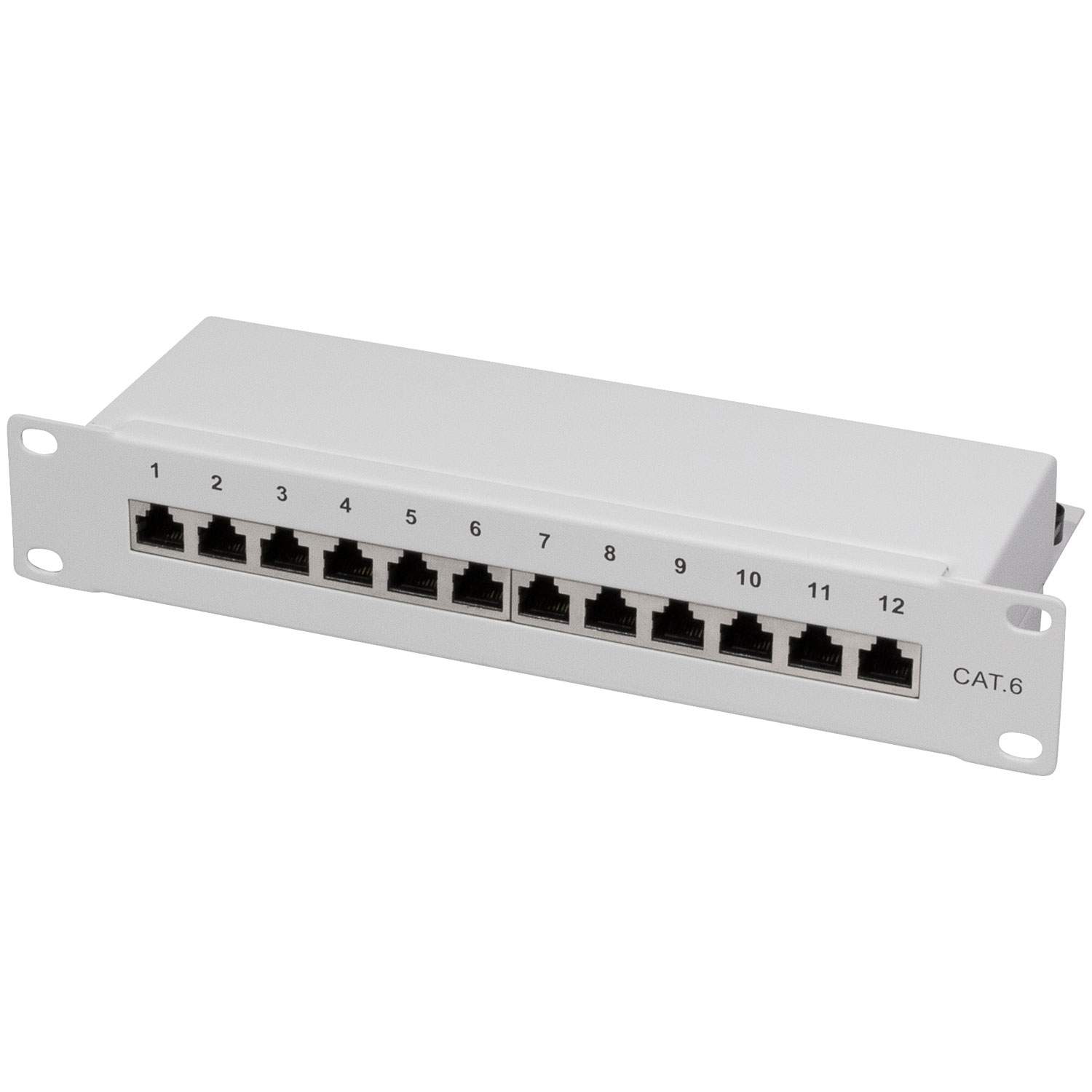 Patchpanel 12-porte Cat6 til 10" rack U1 Grå