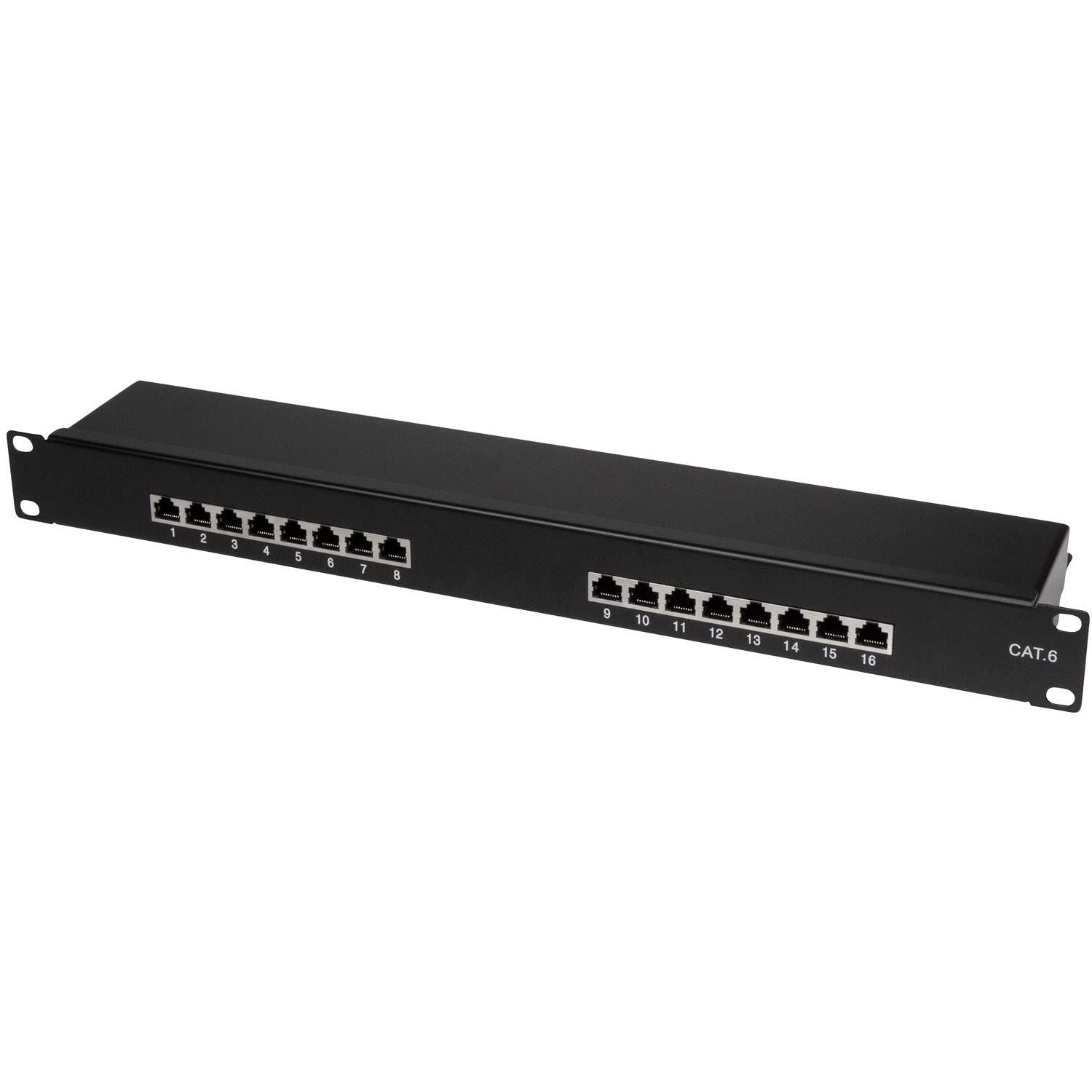 Patchpanel 16-porte Cat6 til 19" rack U1 Sort billede