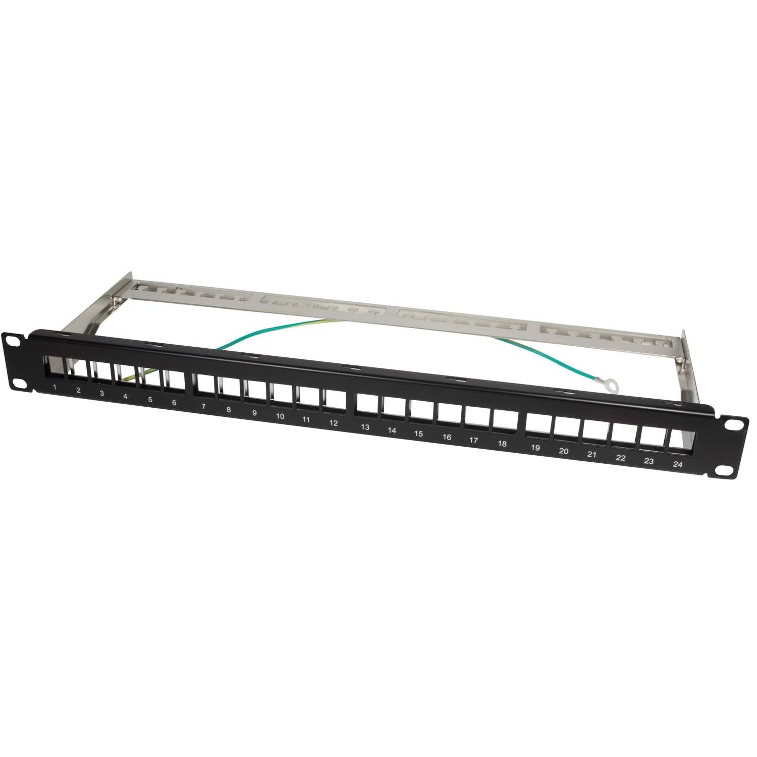 Patchpanel til 24 Keystone-stik til 19" rack U1 Sort billede