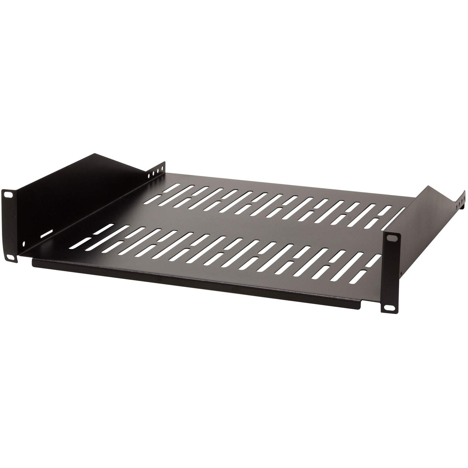 19" Cantilever shelf, front screw fixing d=400 mm, black