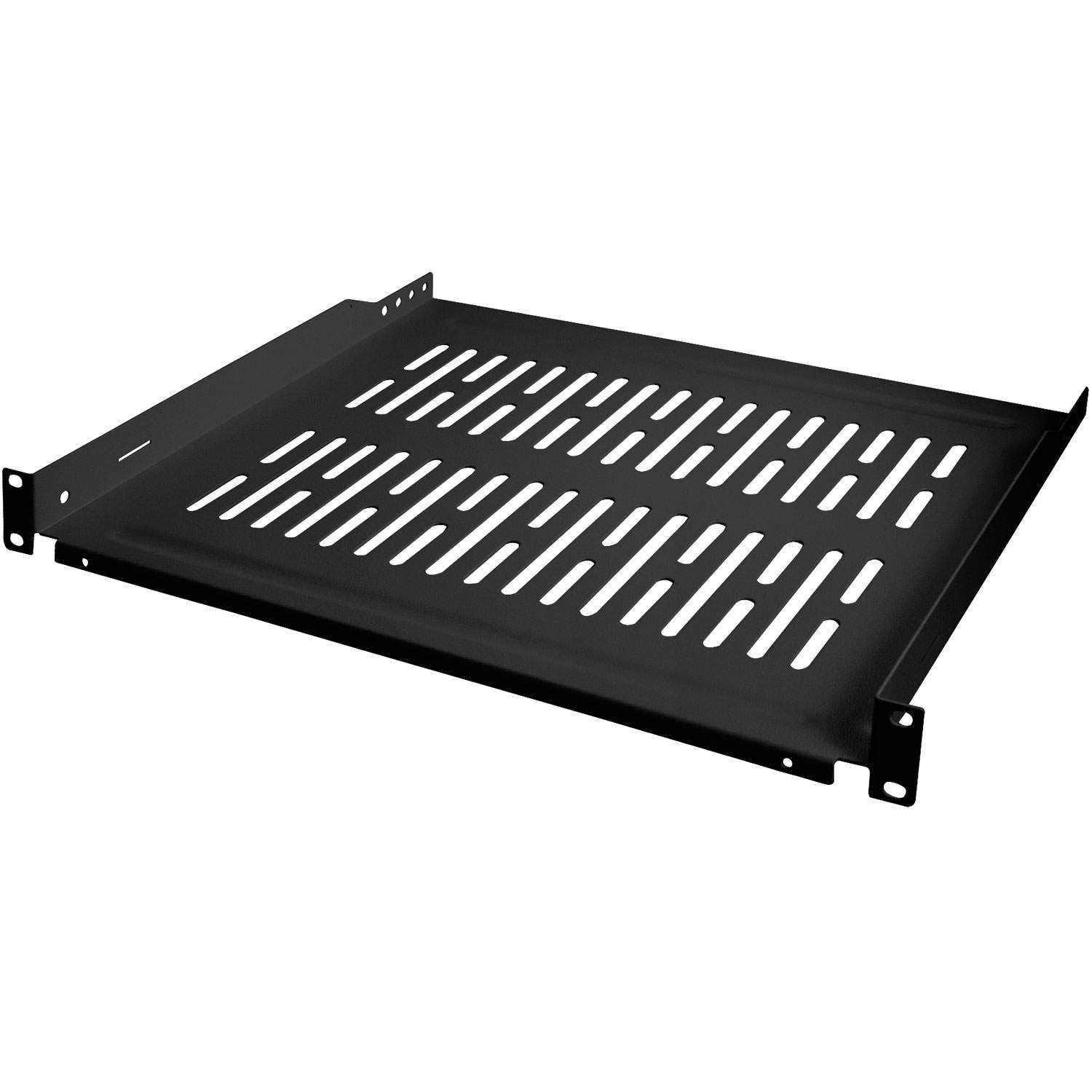19" cantilever shelf, front screw fixing d=350 mm, black
