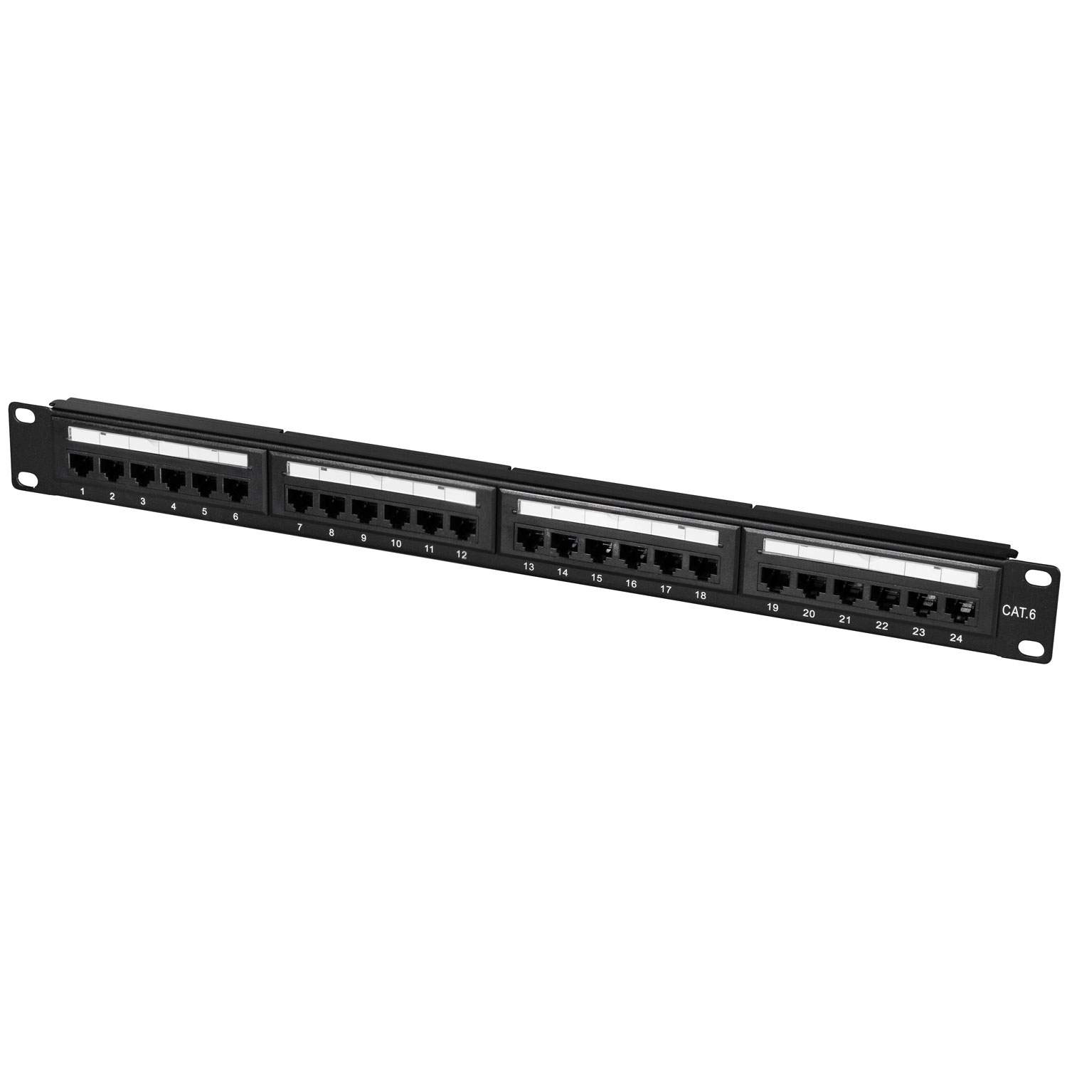 Patchpanel 24-porte Cat6 til 19" rack U1 Sort billede