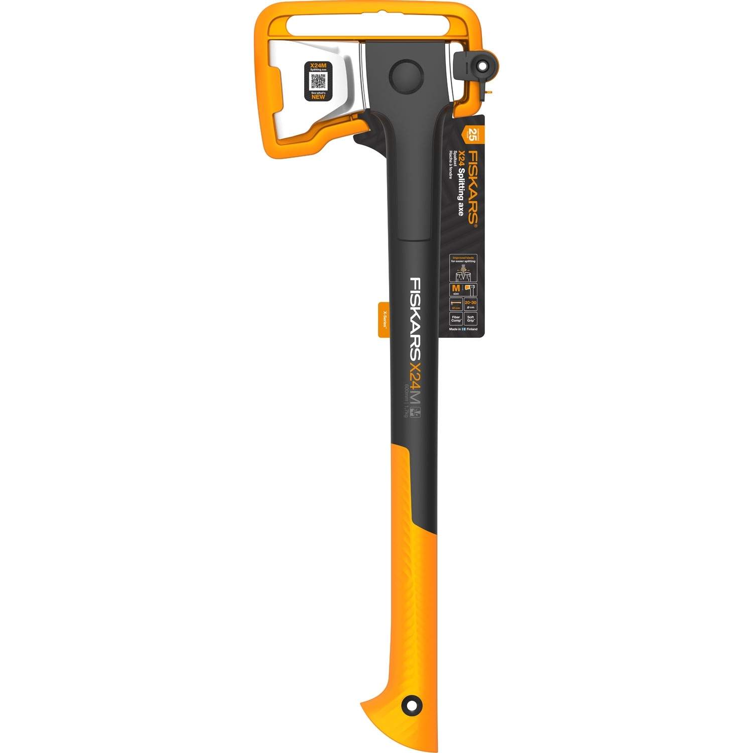 Fiskars X-series X24, Enkelt økse, Flækøkse, Plast, 1 stk, Stål, Sort, Orange, Stål