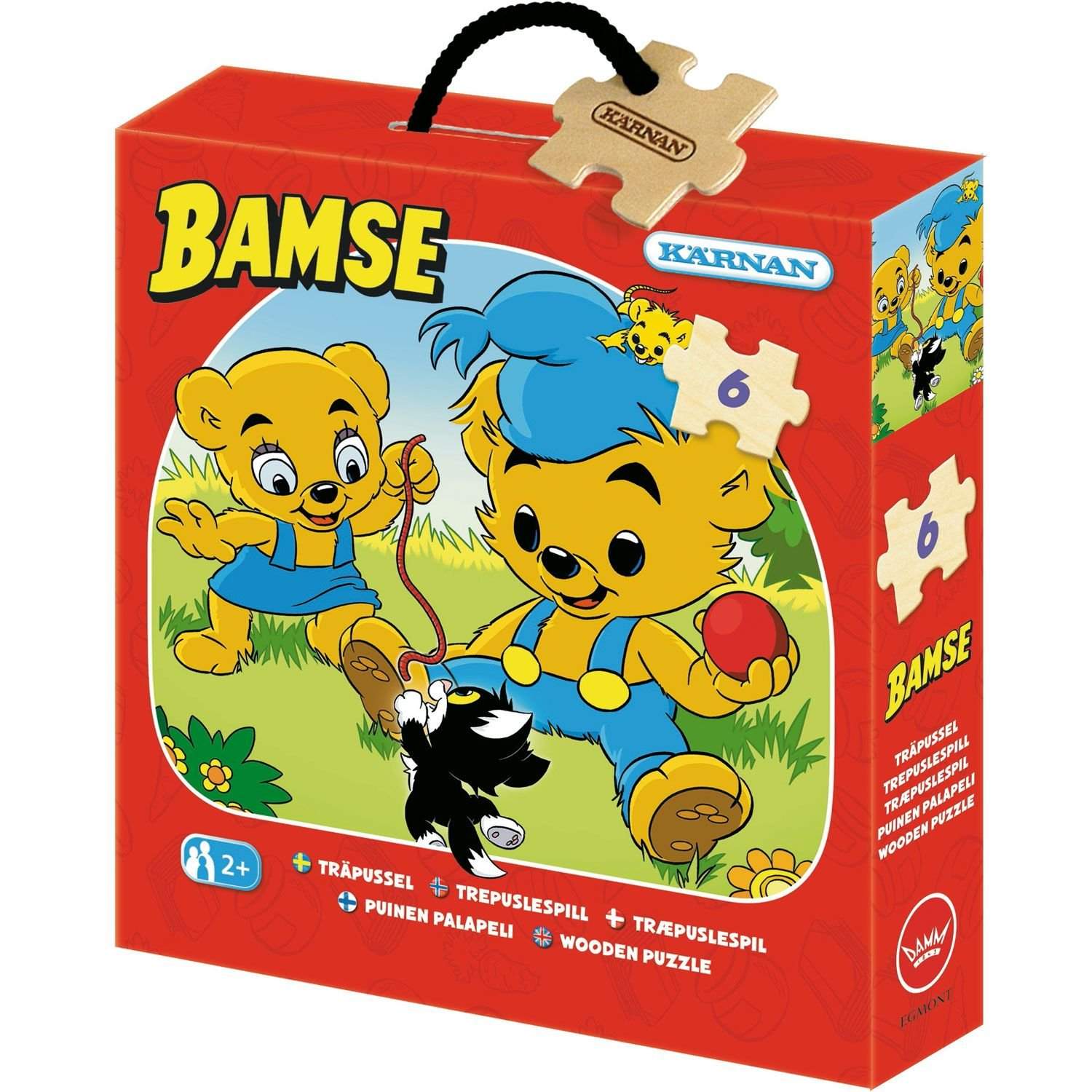 Ask puslespil træ bamse 6 brikker