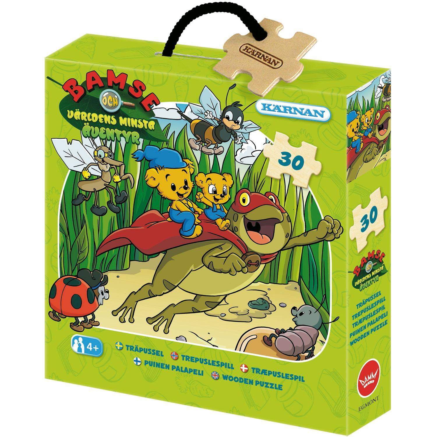 Askepuslespil i træ 30 brikker Bamse og verdens mindste eventyr