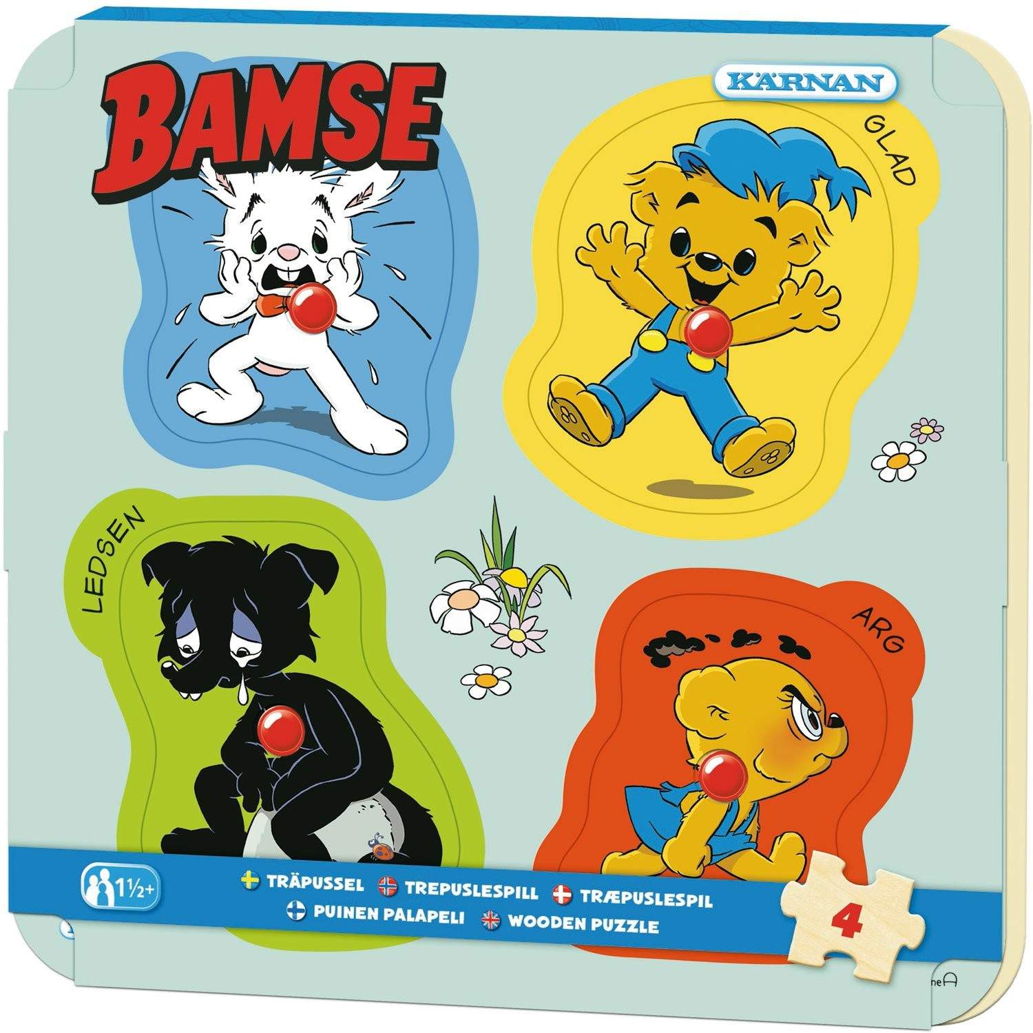 Knappuslespil Bamse 4 brikker
