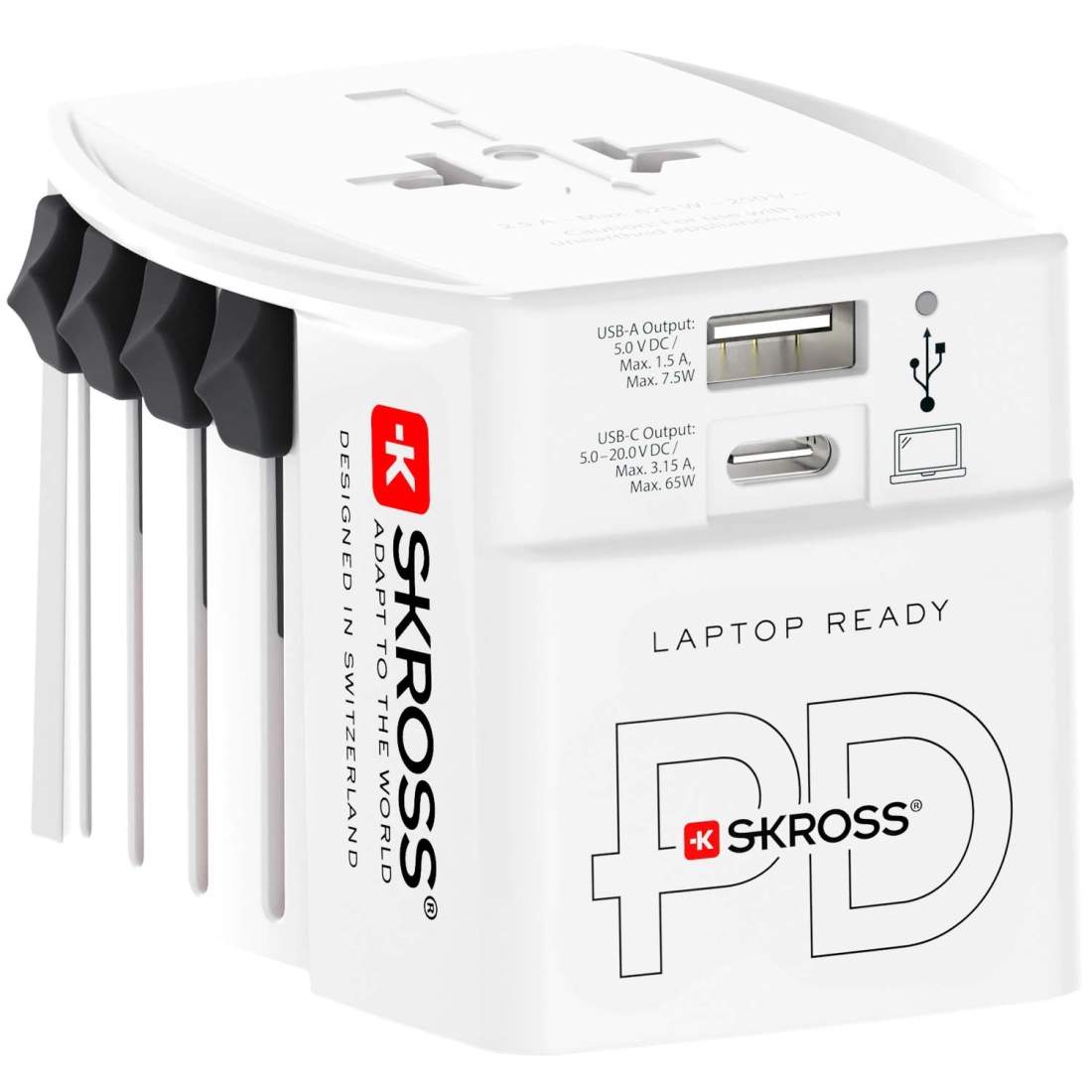 Världsreseadapter MUV USB AC65PD USB-A+USB-C PD 65W Ojordad | Elektronik - Speltillbehör - Nintendo - Nintendo Switch - Laddare | Pryloteket