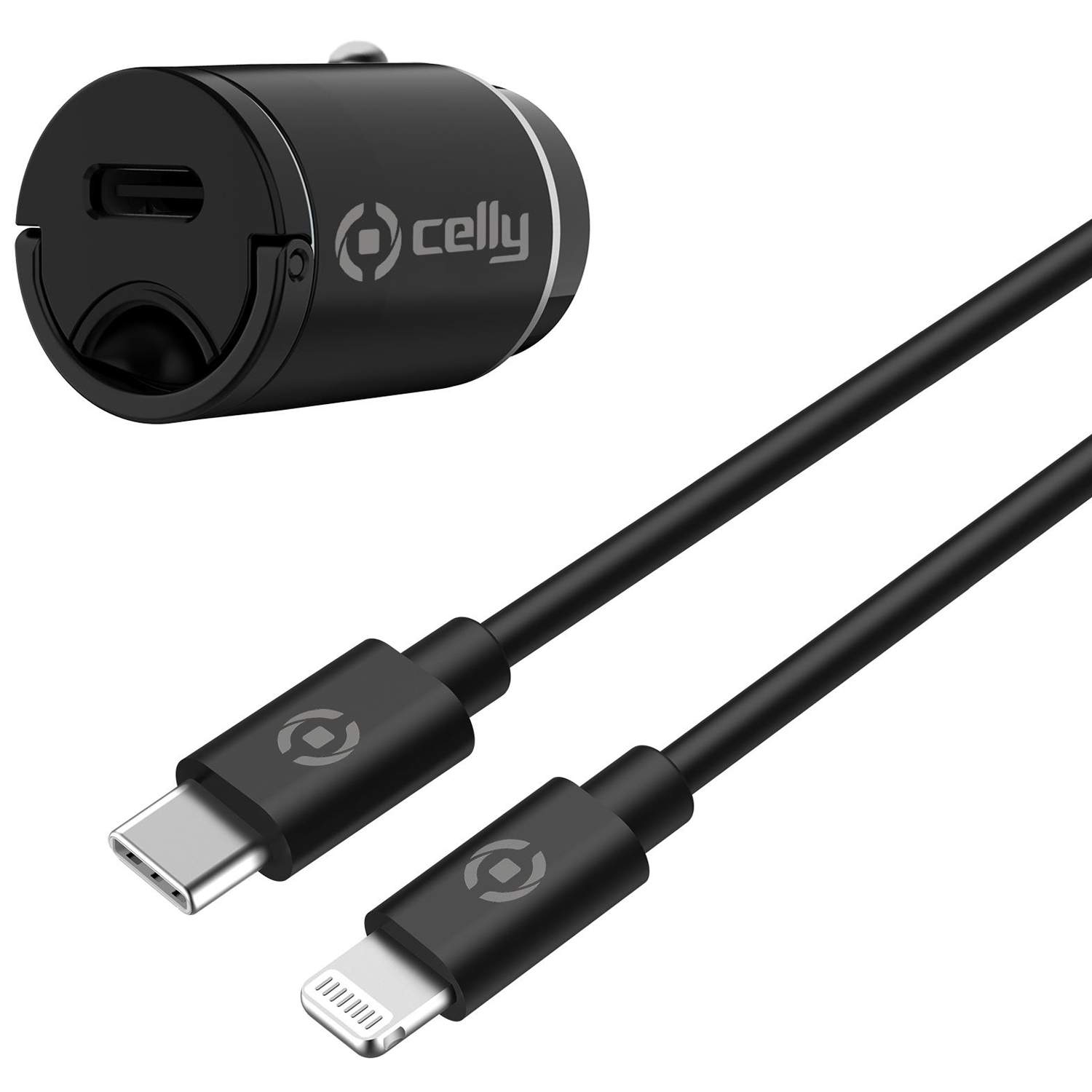 Biloplader Mini USB-C PD 20W + USB-C til Lightning-kabel billede