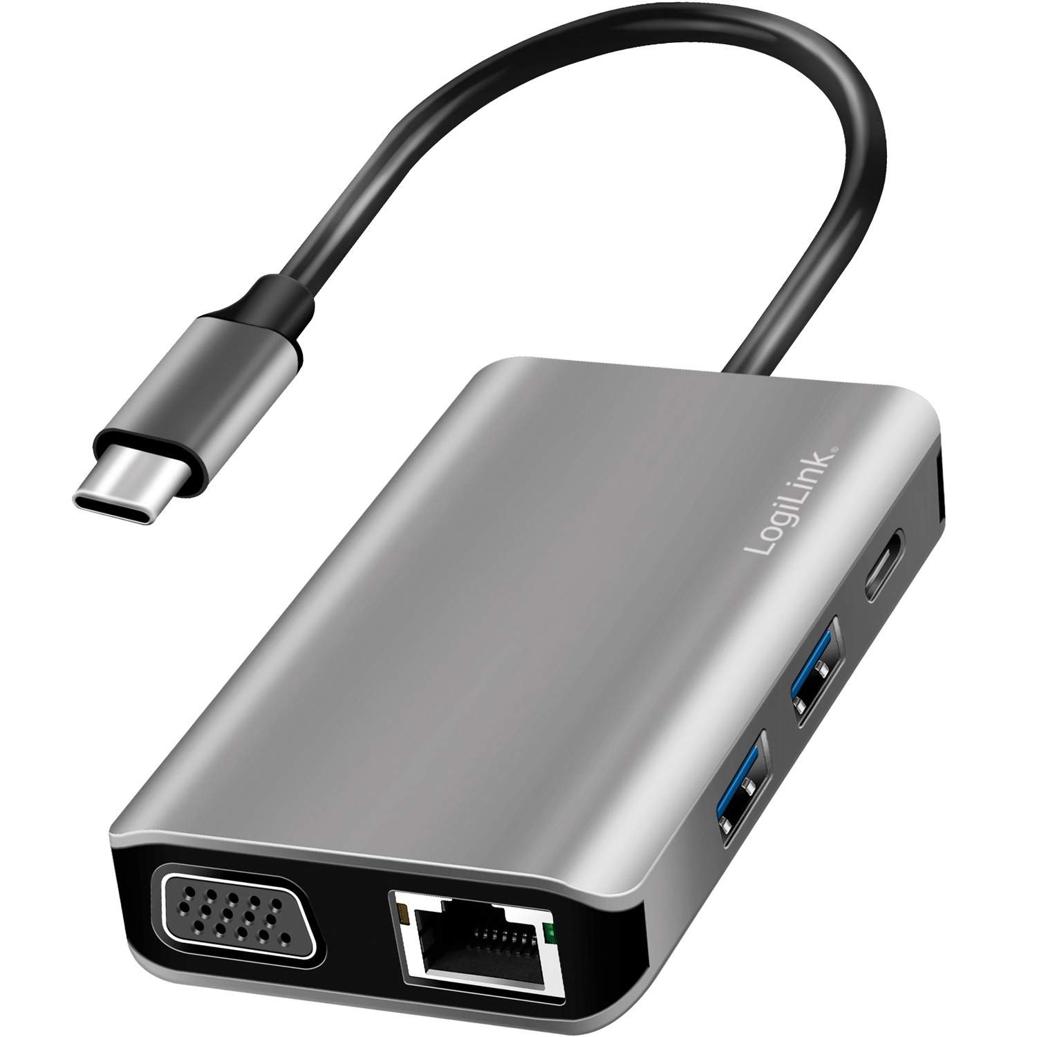 USB-C dockingstation 7-i-1 HDMI/VGA/RJ45/USB-C 100W PD