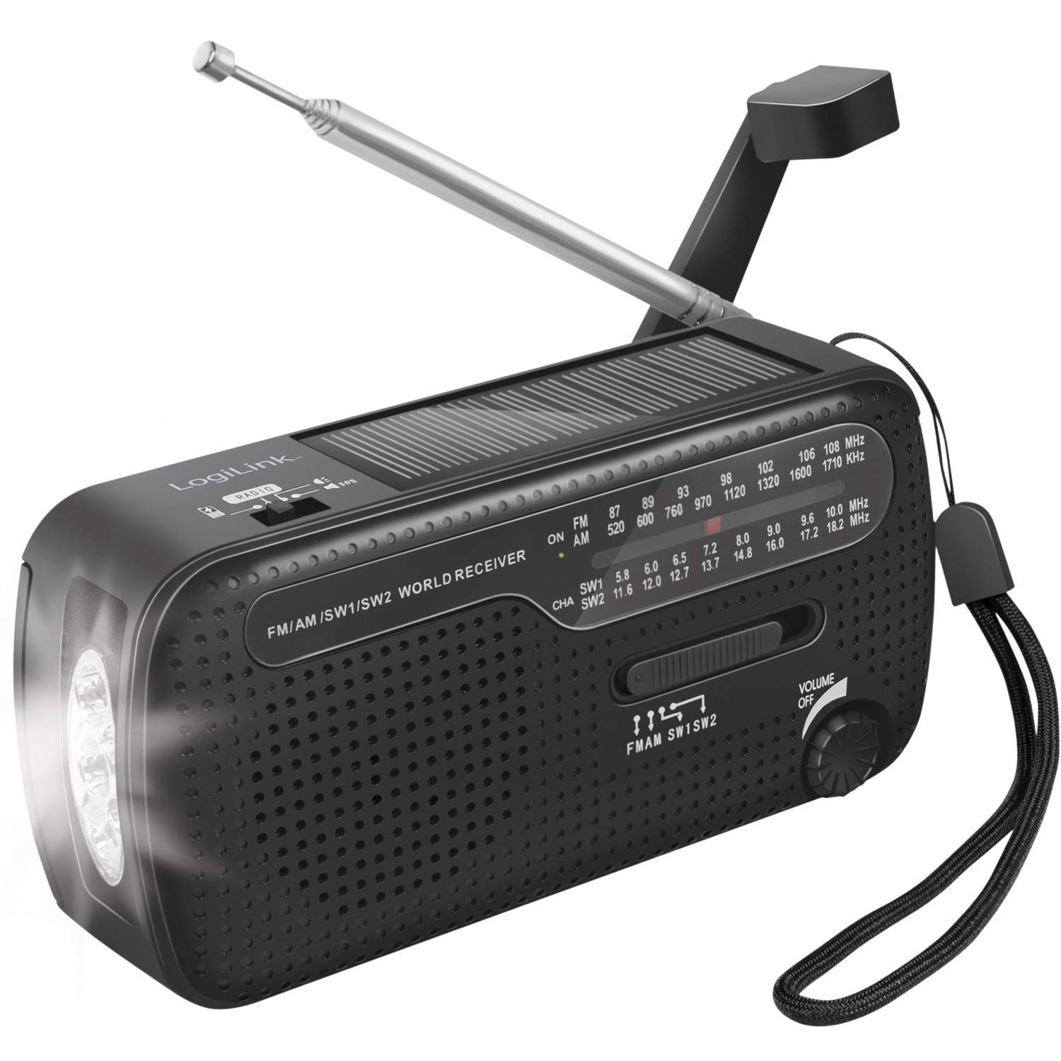 Dynamo hand crank radio with Solar panel and flashlight
