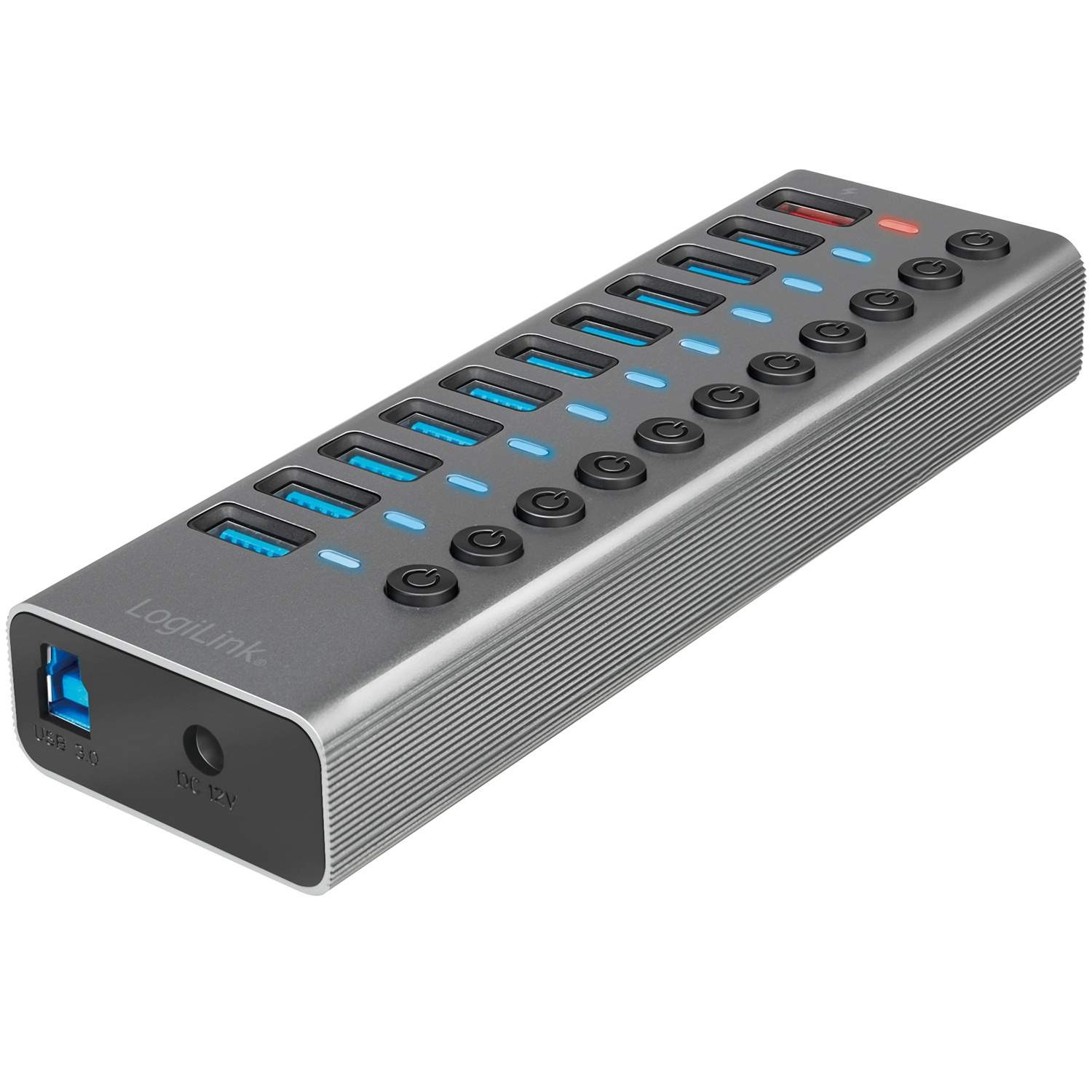 USB 3.2 Gen 1 hub, 10-port + 1x Fast Charging port, on/off switch