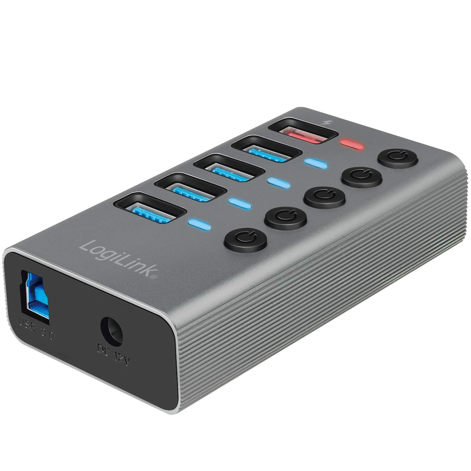 USB 3.2 Gen 1 hub, 4-port + 1x Fast Charging port, on/off switch
