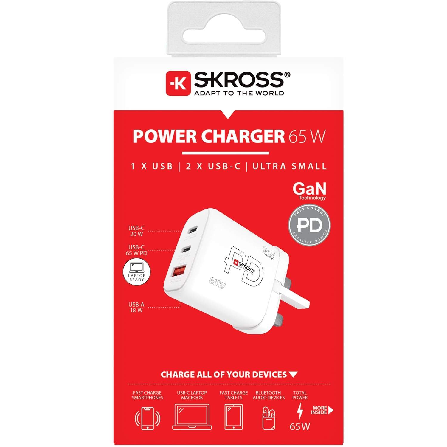 Alternativ bild 1 för Power Charger UK mfl. 2xUSB-C PD + 1xUSB-A GaN 65W