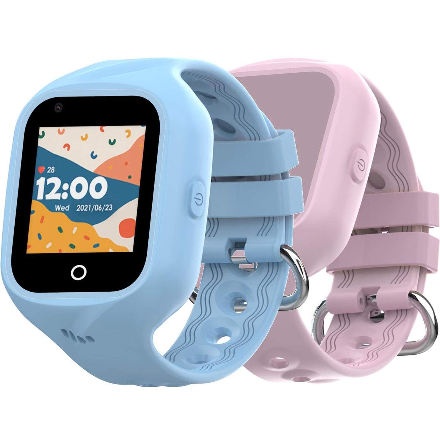 Børneur 4G Smartwatch til børn Blå + Pink rem billede