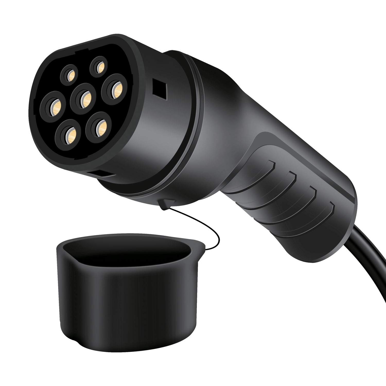 Alternativ bild 1 för LogiLink EVC0124, Svart, Typ 2, Typ 2, Svart, Rak, Rak