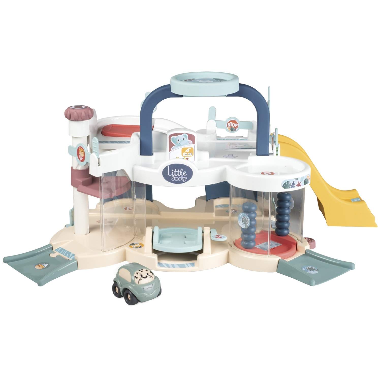 Parkeringshus til børn Smoby First Garage - garage med bil