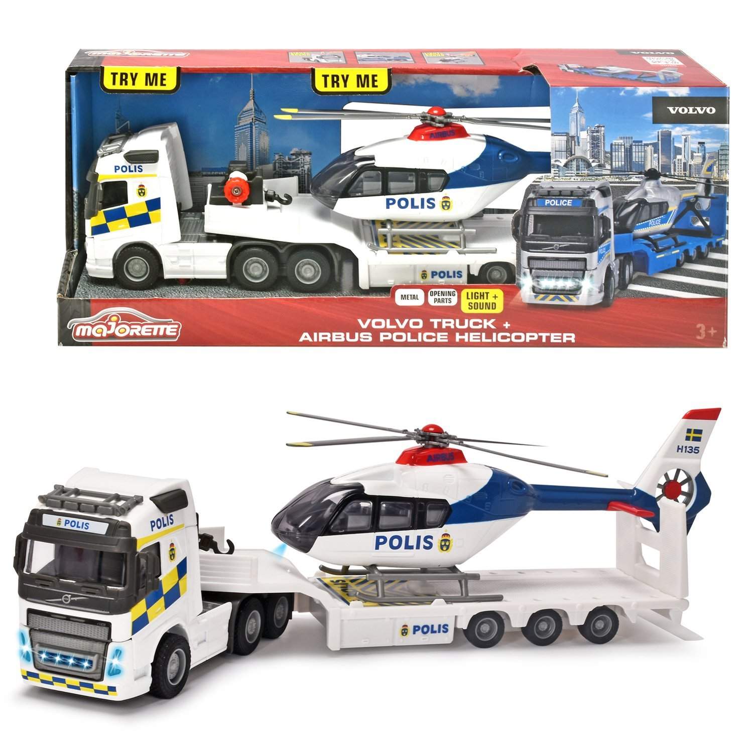 Volvo FH-16 Svensk Politi Lastbil + Helikopter