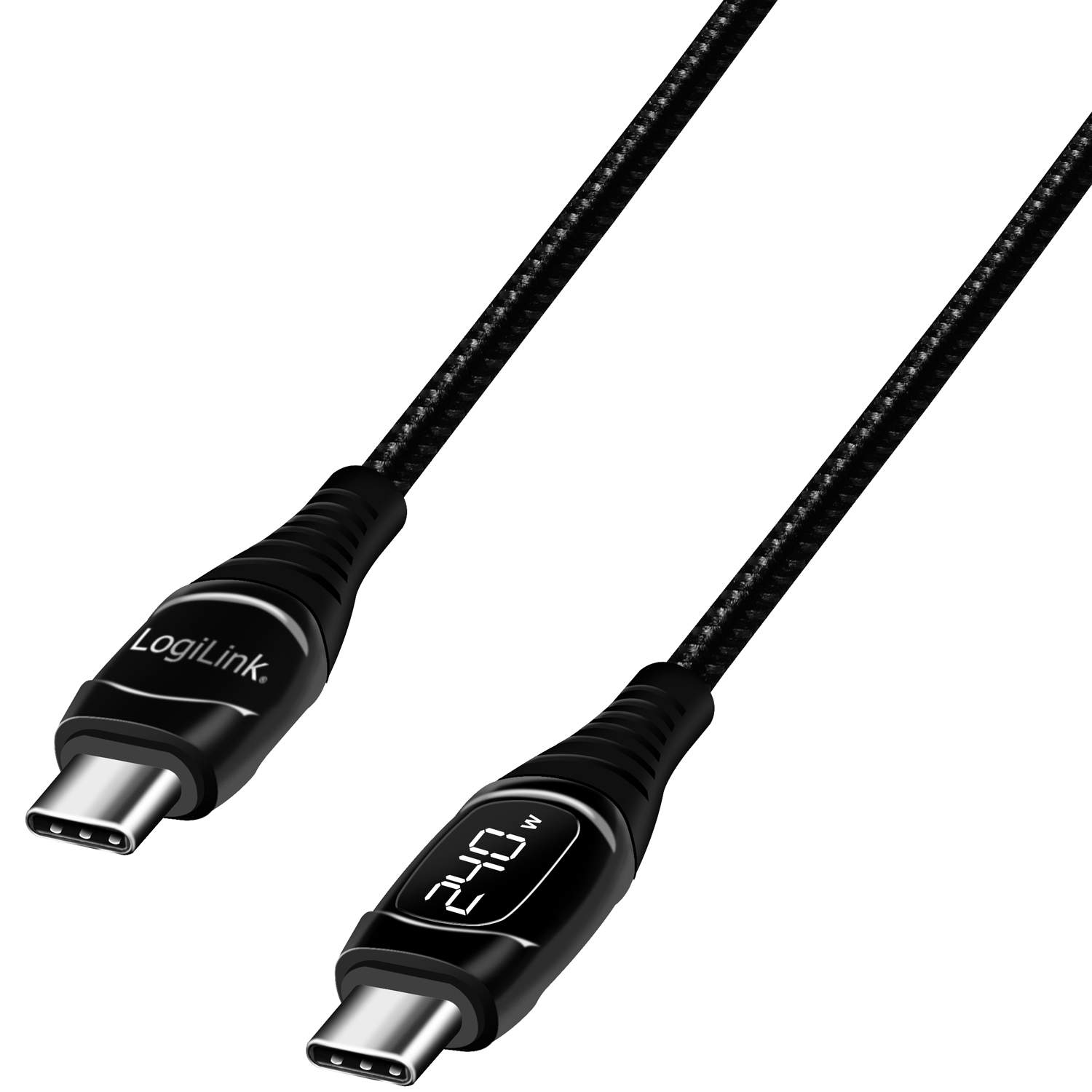 USB-C - USB-C kabel med display USB 2.0 PD 3.1 240W 1 m Sort billede