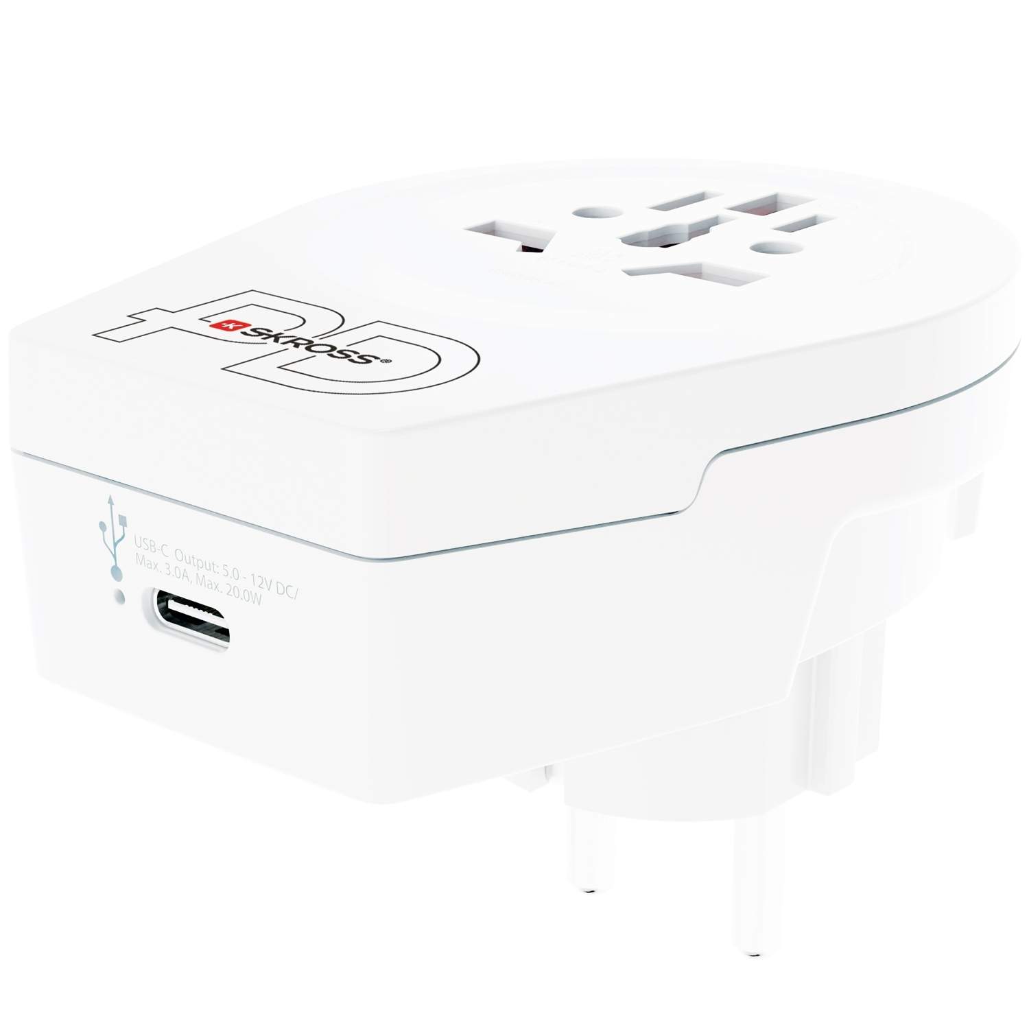 Skross 1.500290, Type F, Universel, Type B, Type A, Type B, Type C, Type G (UK), Type I (AU), Type J (CH), Type L (IT), Type N (BR), 100 - 250 V, 50 - 60 Hz