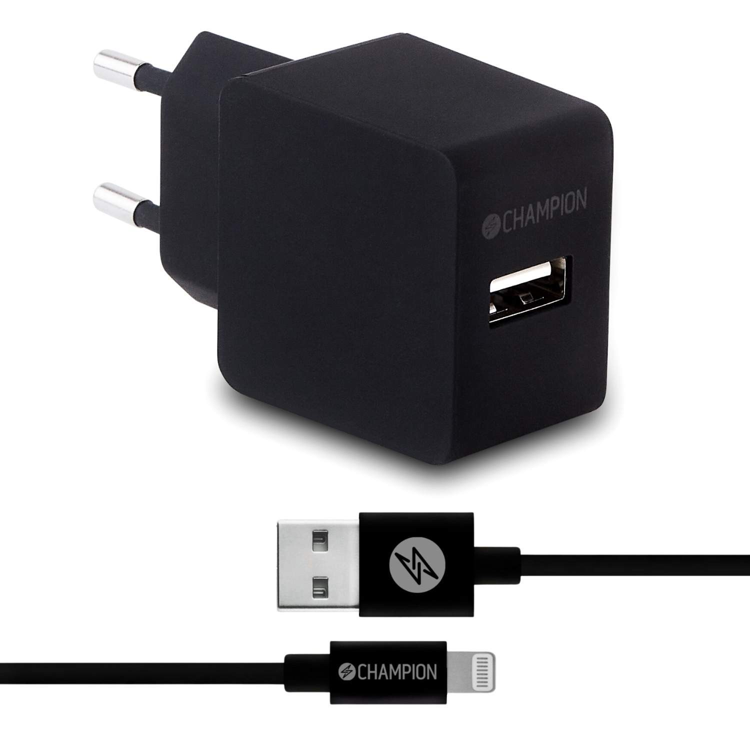 Oplader 12W + USB-A til Lightning Kabel Sort