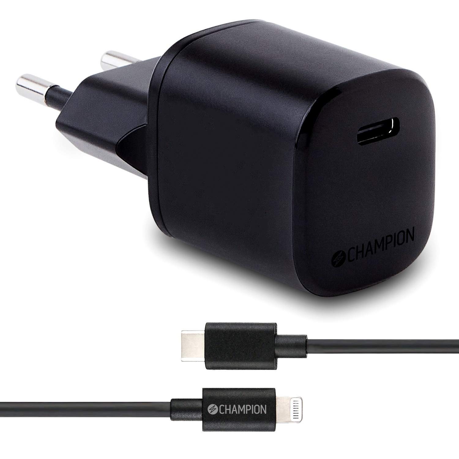 Oplader 20W + USB-C til Lightning Kabel Sort