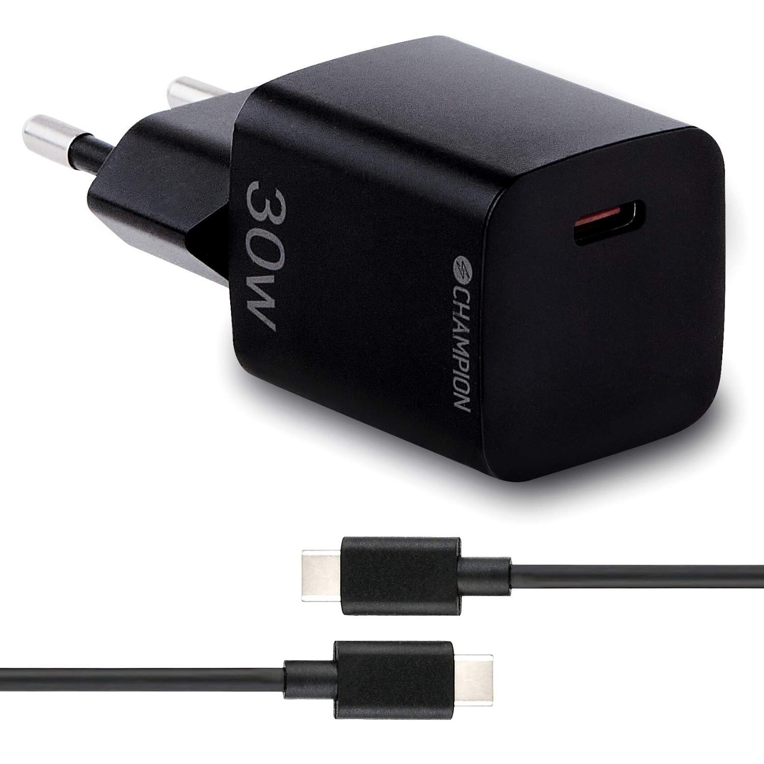Oplader 30W + USB-C Kabel Sort billede