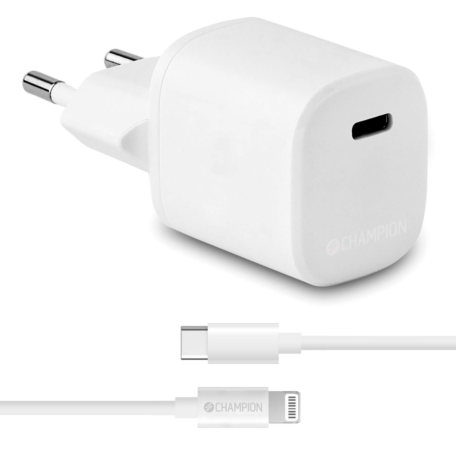 Oplader 20W + USB-C til Lightning Kabel Hvid